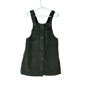 Zara Green Corduroy Button Front Pocket Sleeveless Overall‎ Dress Kids Size 6